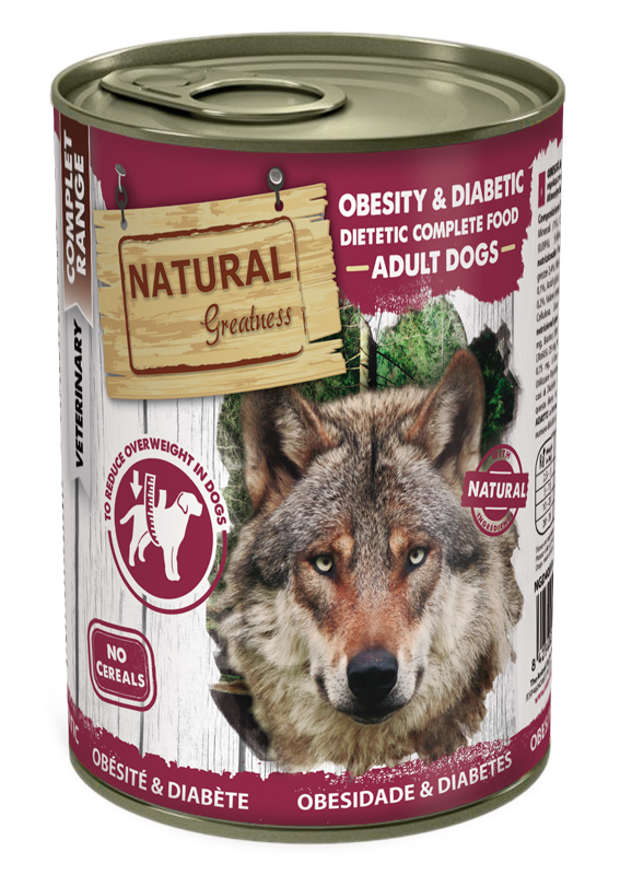 Natural Greatness Obesity & Diabetic, mokra veterinarska dieta za pse — uradni packshot
